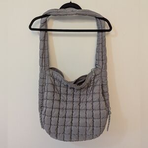 Urban Fit by Urban Expressions Quilted Puffer Hobo Carry All Tote in Gray